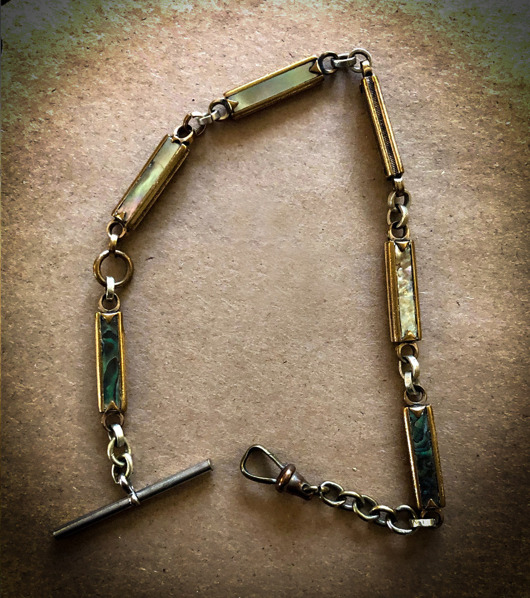 Edwardian Abalone and Gold Filled Watch Fob
